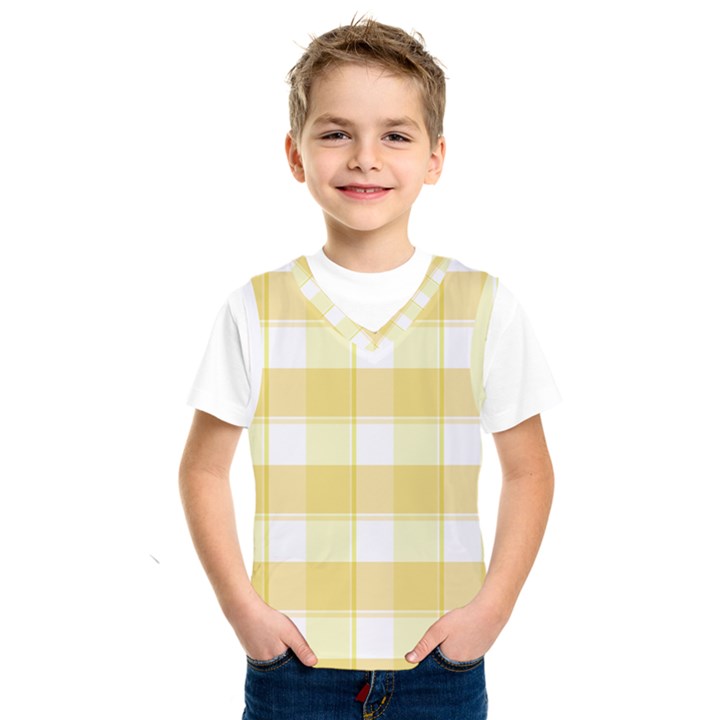 White and yellow plaids Kids  Basketball Tank Top