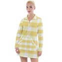 White and yellow plaids Women s Long Sleeve Casual Dress View1