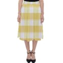 White and yellow plaids Classic Midi Skirt View1