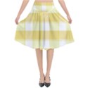 White and yellow plaids Flared Midi Skirt View1