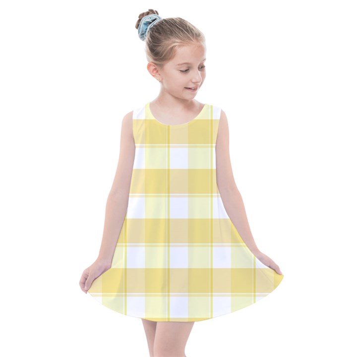 White and yellow plaids Kids  Summer Dress