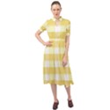 White and yellow plaids Keyhole Neckline Chiffon Dress View1