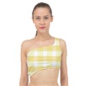 White and yellow plaids Spliced Up Bikini Top  View1