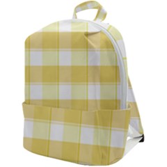 White And Yellow Plaids Zip Up Backpack by ConteMonfrey