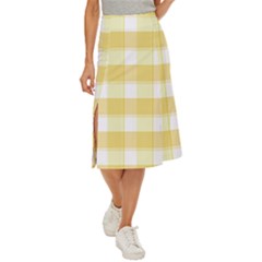 White And Yellow Plaids Midi Panel Skirt by ConteMonfrey