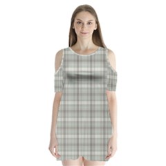 Winter Gray Plaids Shoulder Cutout Velvet One Piece by ConteMonfrey