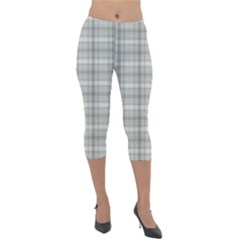 Winter Gray Plaids Lightweight Velour Capri Leggings 