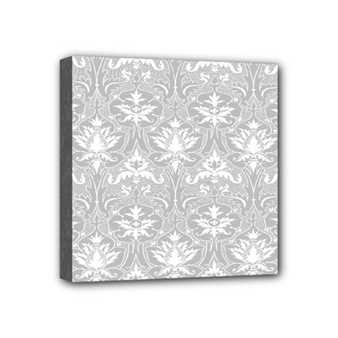 Grey Lace Decorative Ornament - Pattern 14th And 15th Century - Italy Vintage Mini Canvas 4  X 4  (stretched) by ConteMonfrey