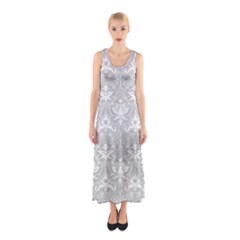 Grey Lace Decorative Ornament - Pattern 14th And 15th Century - Italy Vintage Sleeveless Maxi Dress