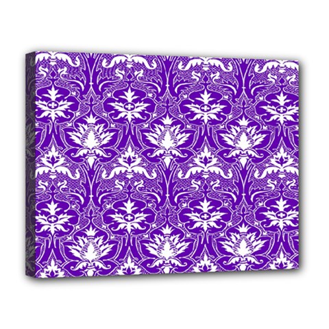 Purple Lace Decorative Ornament - Pattern 14th And 15th Century - Italy Vintage  Canvas 14  X 11  (stretched) by ConteMonfrey