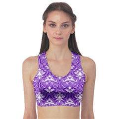 Purple Lace Decorative Ornament - Pattern 14th And 15th Century - Italy Vintage  Sports Bra by ConteMonfrey