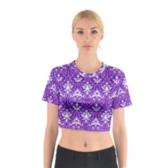 Purple Lace Decorative Ornament - Pattern 14th And 15th Century - Italy Vintage  Cotton Crop Top by ConteMonfrey