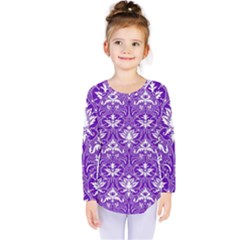 Purple Lace Decorative Ornament - Pattern 14th And 15th Century - Italy Vintage  Kids  Long Sleeve Tee