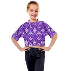 Purple Lace Decorative Ornament - Pattern 14th And 15th Century - Italy Vintage  Kids Mock Neck Tee