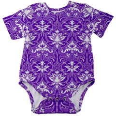 Purple Lace Decorative Ornament - Pattern 14th And 15th Century - Italy Vintage  Baby Short Sleeve Onesie Bodysuit by ConteMonfrey