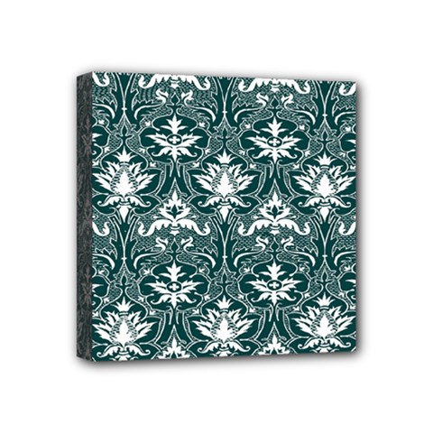 Green  Lace Decorative Ornament - Pattern 14th And 15th Century - Italy Vintage  Mini Canvas 4  X 4  (stretched) by ConteMonfrey