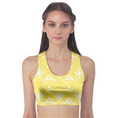 Yellow Lace Decorative Ornament - Pattern 14th And 15th Century - Italy Vintage  Sports Bra by ConteMonfrey