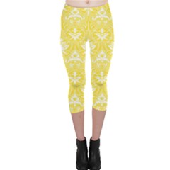 Yellow Lace Decorative Ornament - Pattern 14th And 15th Century - Italy Vintage  Capri Leggings  by ConteMonfrey