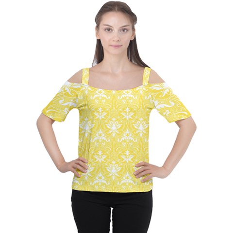 Yellow Lace Decorative Ornament - Pattern 14th And 15th Century - Italy Vintage  Cutout Shoulder Tee by ConteMonfrey