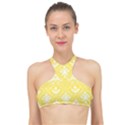 Yellow Lace Decorative Ornament - Pattern 14th And 15th Century - Italy Vintage  High Neck Bikini Top View1