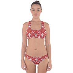 Red  Lace Decorative Ornament - Pattern 14th And 15th Century - Italy Vintage Yellow Lace Decorative Ornament - Pattern 14th And 15th Century - Italy Vintage  Cross Back Hipster Bikini Set by ConteMonfrey