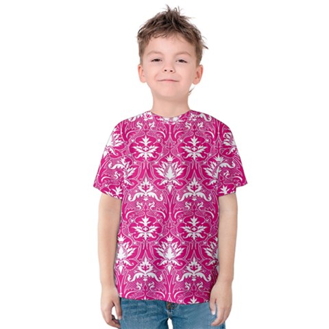 Pink  Lace Decorative Ornament - Pattern 14th And 15th Century - Italy Vintage Kids  Cotton Tee by ConteMonfrey