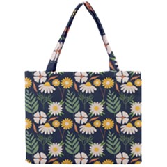 Flower Grey Pattern Floral Mini Tote Bag by Dutashop