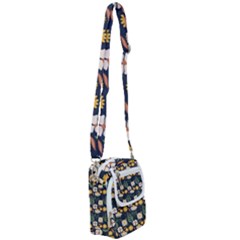 Flower Grey Pattern Floral Shoulder Strap Belt Bag by Dutashop