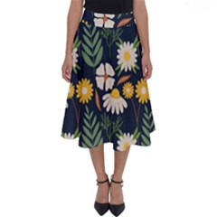 Flower Grey Pattern Floral Perfect Length Midi Skirt