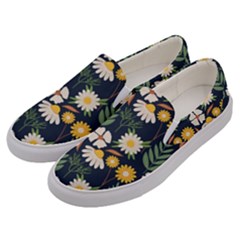 Flower Grey Pattern Floral Men s Canvas Slip Ons