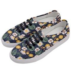 Flower Grey Pattern Floral Women s Classic Low Top Sneakers by Dutashop