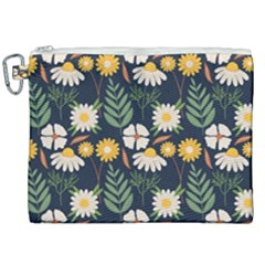 Flower Grey Pattern Floral Canvas Cosmetic Bag (xxl) by Dutashop