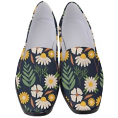 Flower Grey Pattern Floral Women s Classic Loafer Heels