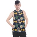 Flower Grey Pattern Floral Men s Sleeveless Hoodie View1