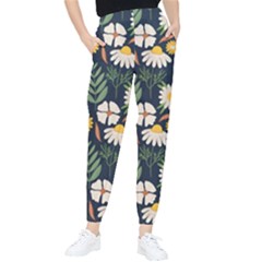 Flower Grey Pattern Floral Tapered Pants