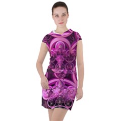 Fractal-math-geometry-visualization Pink Drawstring Hooded Dress by Pakrebo