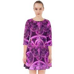 Fractal-math-geometry-visualization Pink Smock Dress by Pakrebo