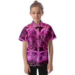 Fractal-math-geometry-visualization Pink Kids  Short Sleeve Shirt by Pakrebo