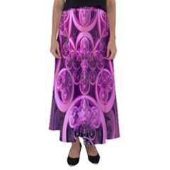 Fractal-math-geometry-visualization Pink Flared Maxi Skirt by Pakrebo