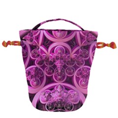 Fractal-math-geometry-visualization Pink Drawstring Bucket Bag by Pakrebo