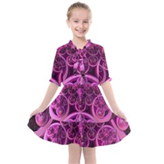 Fractal-math-geometry-visualization Pink Kids  All Frills Chiffon Dress by Pakrebo