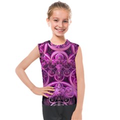 Fractal-math-geometry-visualization Pink Kids  Mesh Tank Top by Pakrebo