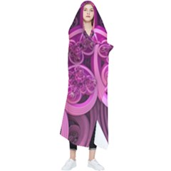 Fractal-math-geometry-visualization Pink Wearable Blanket by Pakrebo