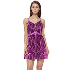 Fractal-math-geometry-visualization Pink Short Frill Dress by Pakrebo