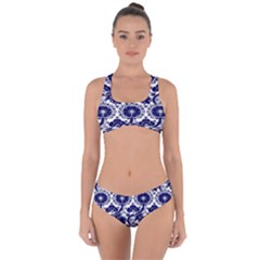 Blue Lace Decorative - Pattern 14th And 15th Century - Italy Vintage Criss Cross Bikini Set by ConteMonfrey