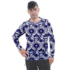 Blue Lace Decorative - Pattern 14th And 15th Century - Italy Vintage Men s Pique Long Sleeve Tee