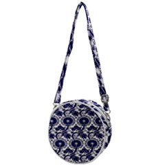 Blue Lace Decorative - Pattern 14th And 15th Century - Italy Vintage Crossbody Circle Bag by ConteMonfrey