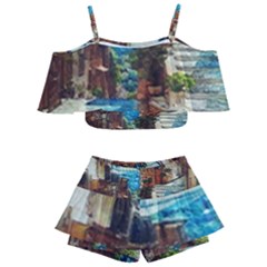 An Italian Neighborhood  Kids  Off Shoulder Skirt Bikini by ConteMonfrey