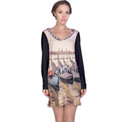 Black Several Boats - Colorful Italy  Long Sleeve Nightdress by ConteMonfrey