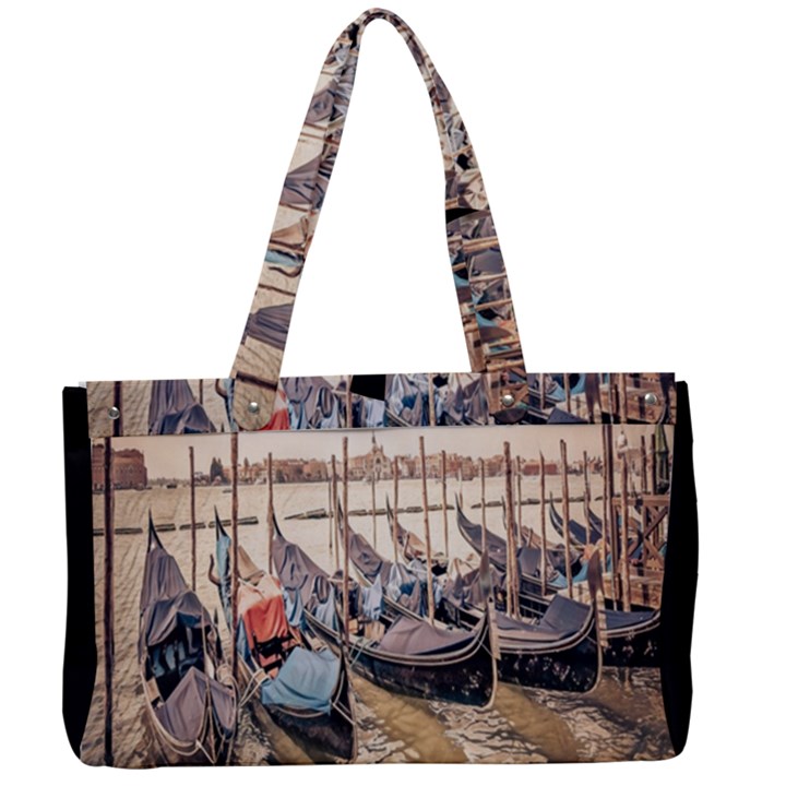 Black Several Boats - Colorful Italy  Canvas Work Bag